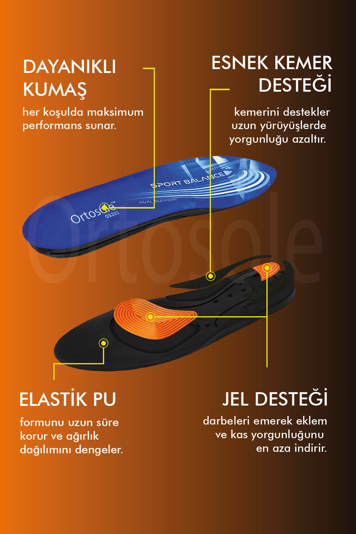 OS203 Çift Kemer Destekli Spor Tabanlık