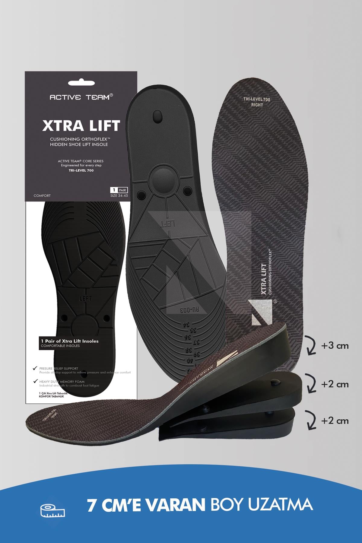 BU03 - 7 cm Boy Uzatıcı Tabanlık | Gizli Topuk Yükseltici Gelişmiş Özel Kademeli Unisex Boy Uzatan