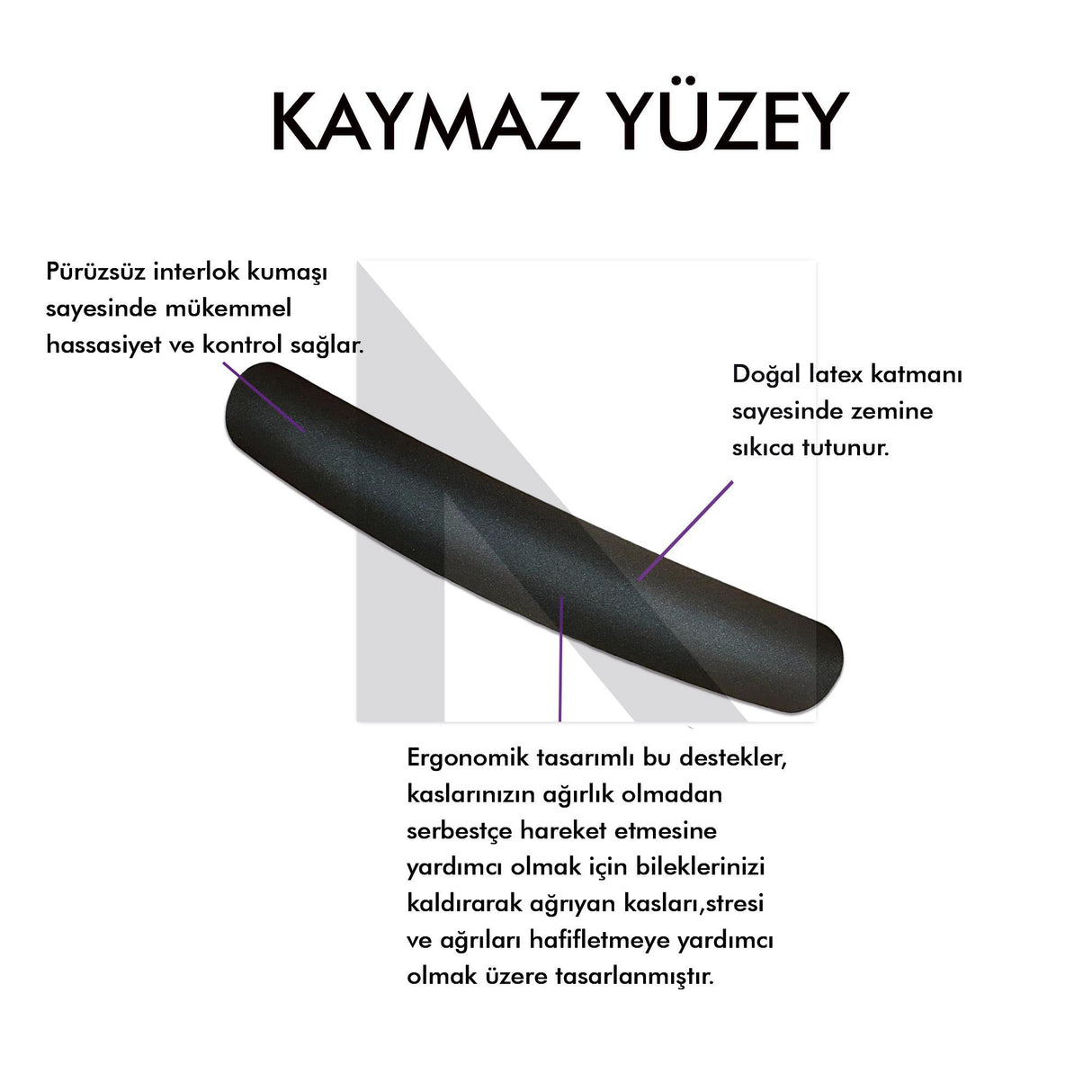 MP03 - Memory Klavye Bilek Destek Pedi | Yumuşak, Ergonomik, Klavye Önü El Bileği Dinlendirme Pedi