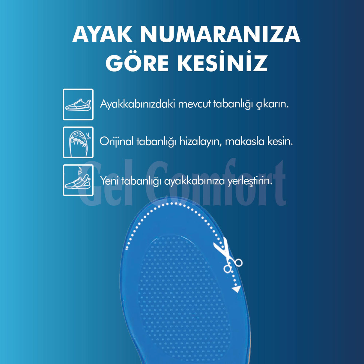 GC18 | Yumuşak Jel, Hakiki Deri, Konfor, Tüm Ayakkabılar ile Uyumlu Topuk Destekli Rahat İç Tabanlık