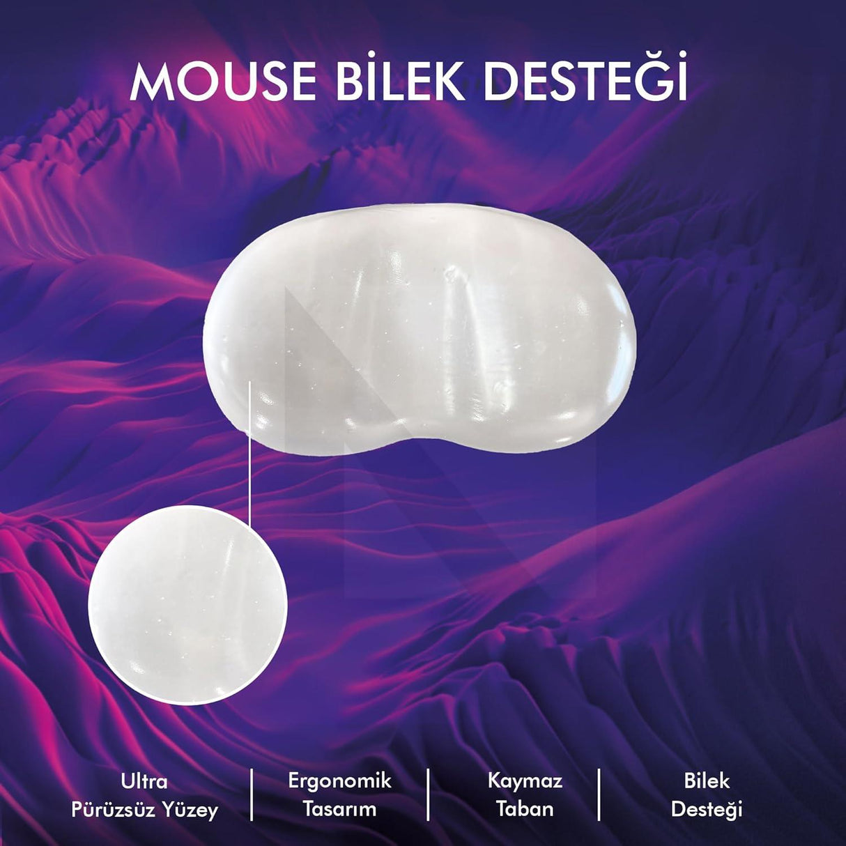 MP04 - Jel Mouse Bilek Destek Pedi | Yumuşak, Ergonomik, Fare Önü El Bileği Dinlendirme Pedi