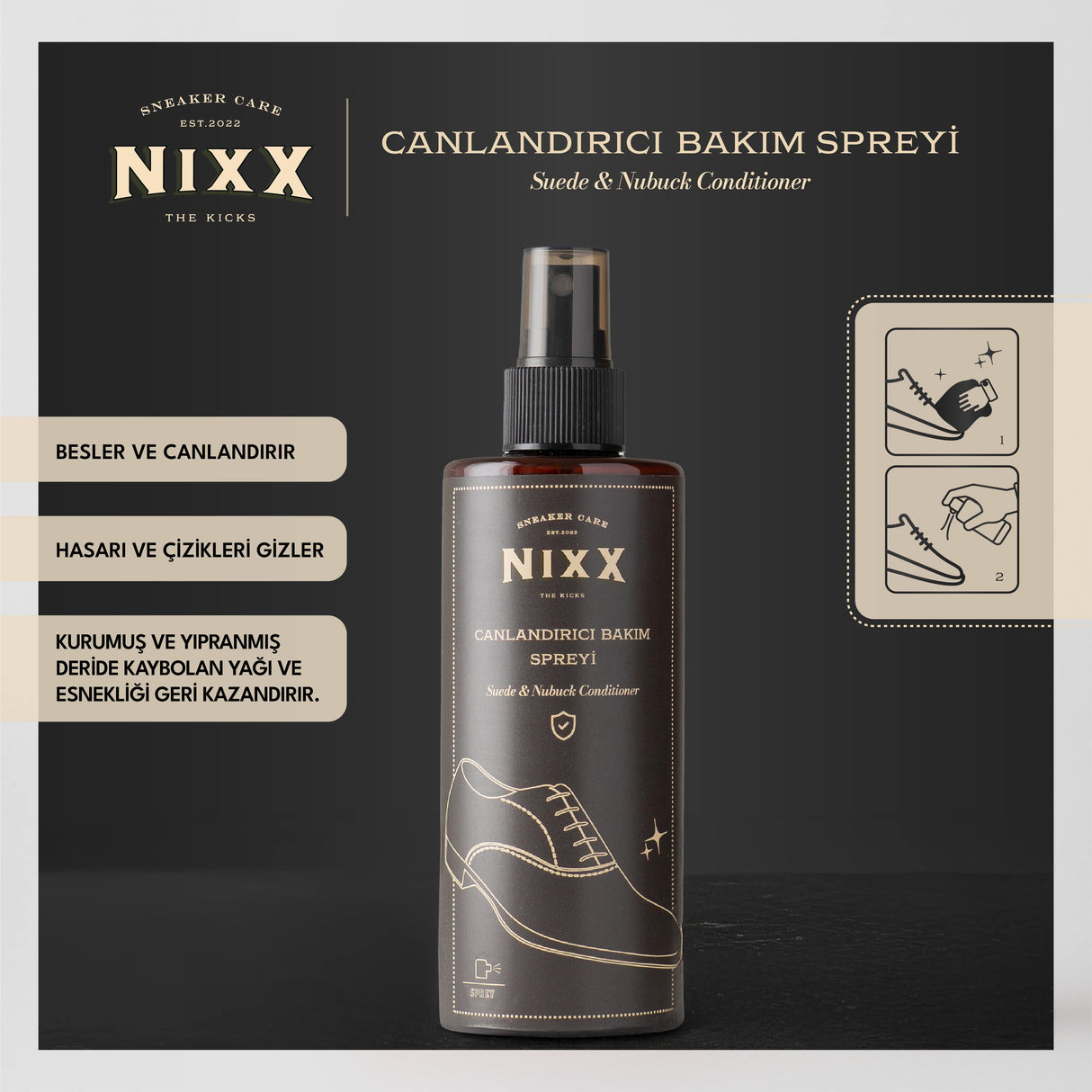 NX902 - Deri ve Süet Bakım Spreyi | Canlandırıcı Etki, 100ml