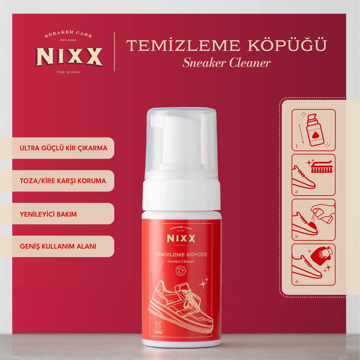 NX904 - Ayakkabı Temizleme Köpüğü | Tüm Ayakkabılar için, 200ml