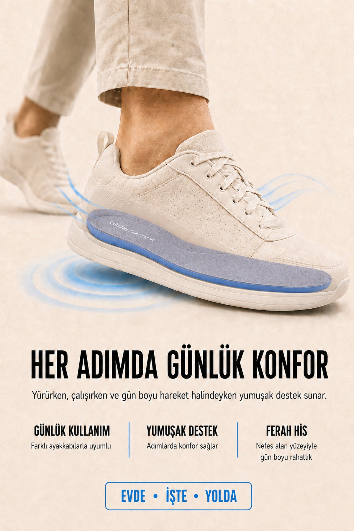 OF03 | Daily Comfort – Nefes Alabilen, Yumuşak ve Darbe Emici Günlük Ortopedik Ayakkabı İçi Tabanlık