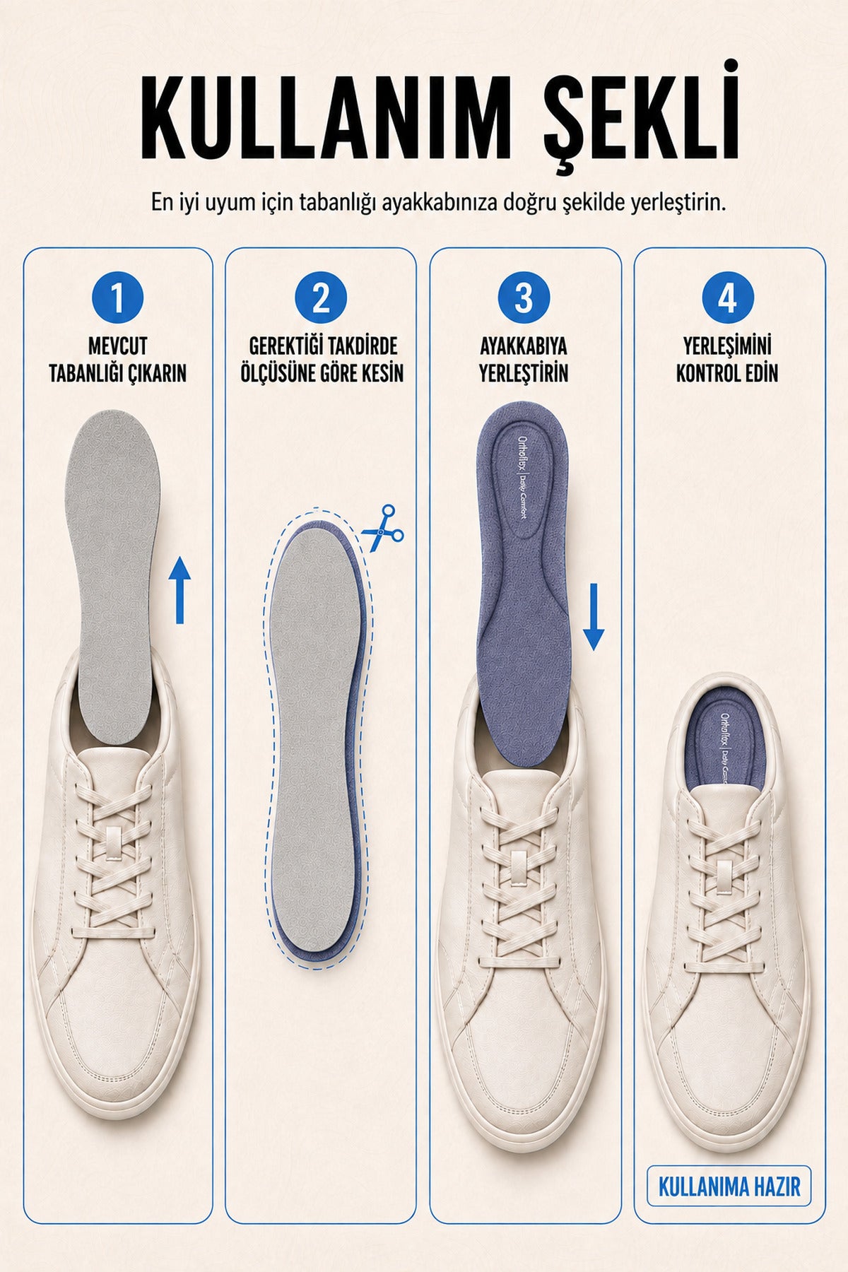 OF03 | Daily Comfort – Nefes Alabilen, Yumuşak ve Darbe Emici Günlük Ortopedik Ayakkabı İçi Tabanlık