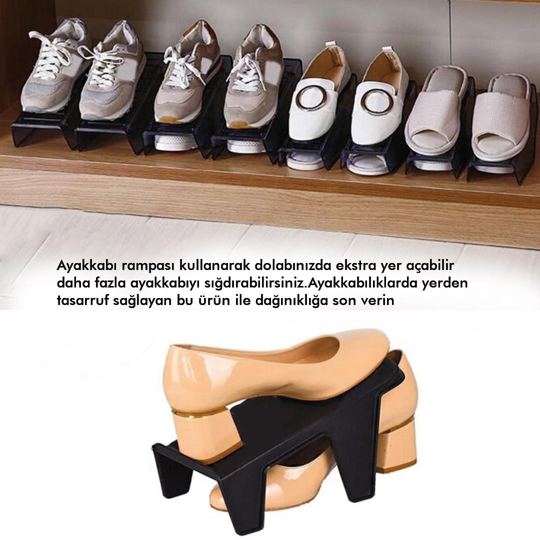 OG03 - Ayakkabı Rampası |Ayakkabı İstifleme İçin Uygun, Dolap İçi Organizer