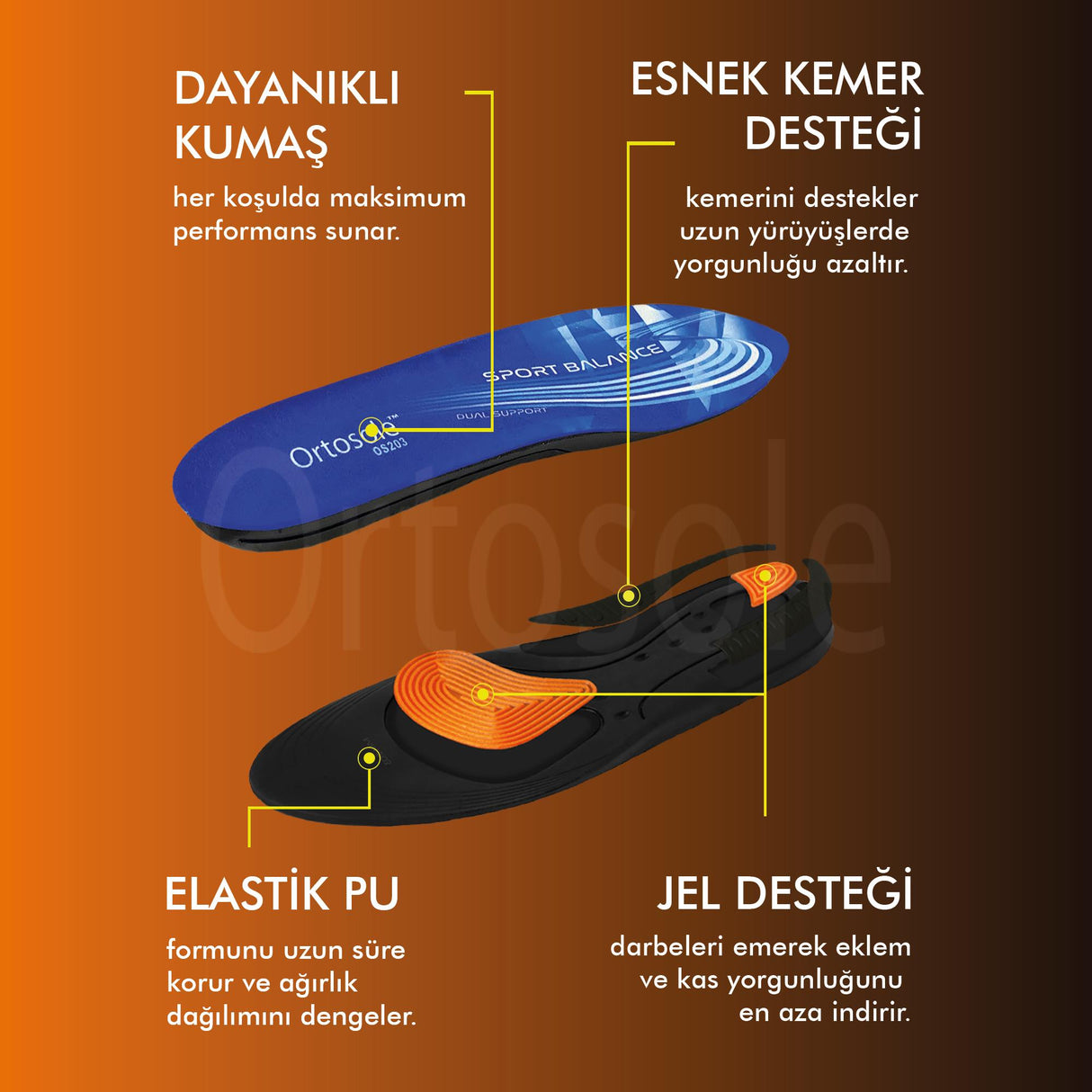 OS203 Çift Kemer Destekli Spor Tabanlık